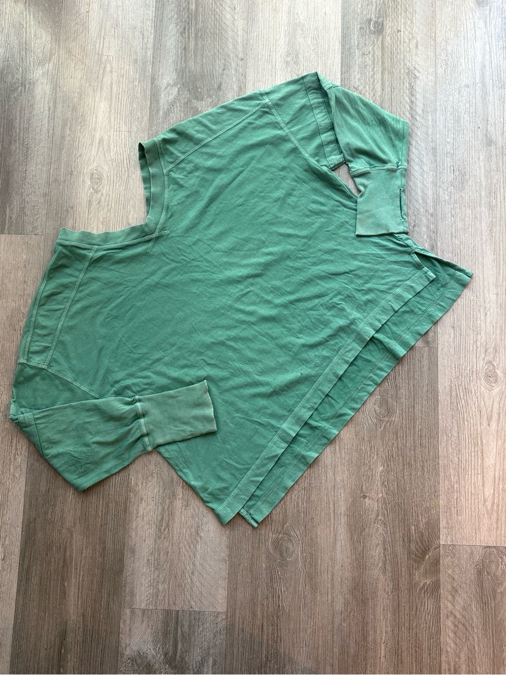 SO Green Oversized Long Sleeve Tunic Top Exposed Seam Size S